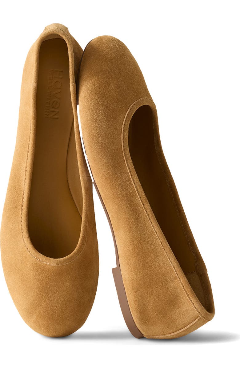 Haven Well Within Suede Round Toe Ballet Flats, Main, color, Balsam Tan