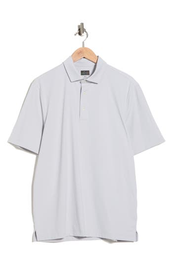 Greg Norman Tournament Textured Solid Knit Polo In Gray