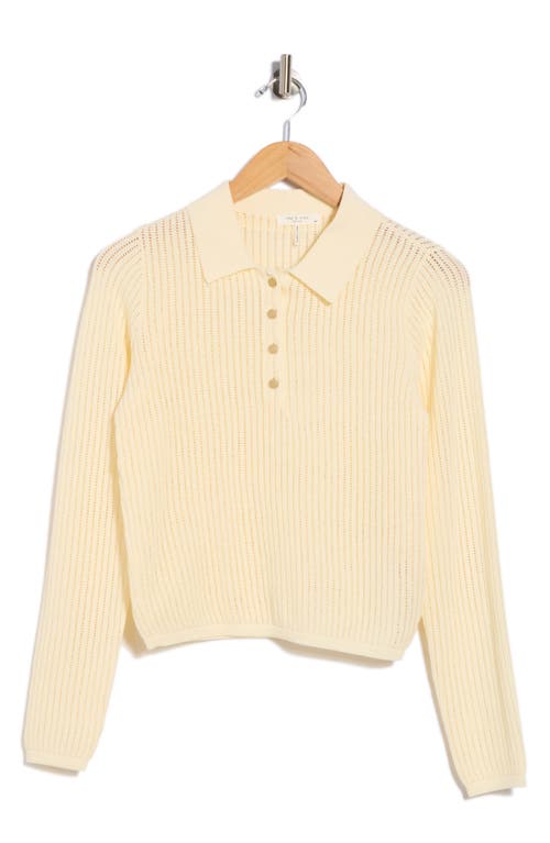 Rag & Bone Vivi Long Sleeve Pointelle Stitch Polo In Gray