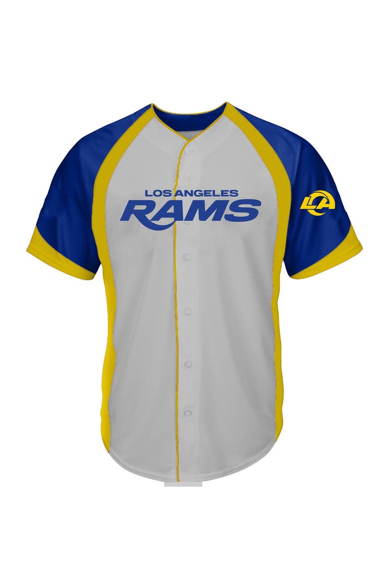 Men's Fanatics  Gray Los Angeles Rams Big & Tall Button-Up Raglan Fashion Top, Main, color, Gray
