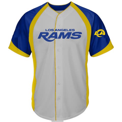 Men's Fanatics  Gray Los Angeles Rams Big & Tall Button-Up Raglan Fashion Top