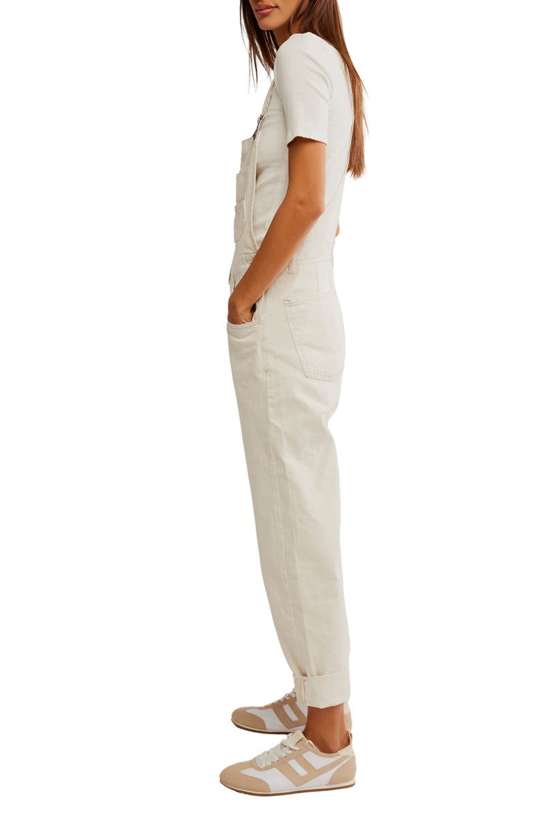 Free People We the Free Ziggy Denim Overalls, Alternate, color, Parchment