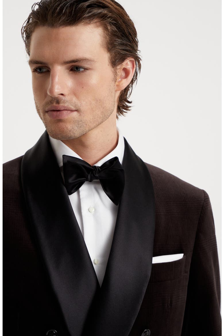 Cotton and silk satin bow tie, Alternate, color, Black