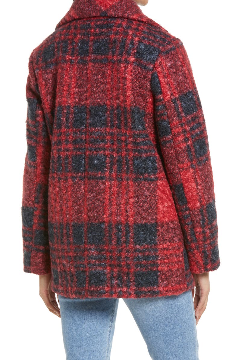Sam Edelman Plaid Teddy Coat, Alternate, color, Red/ Charcoal Plaid