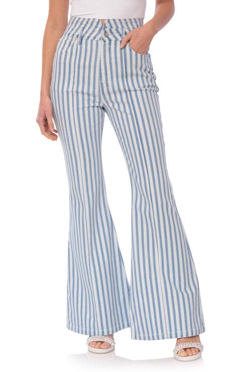 Stripe High Waist Super Flare Jeans