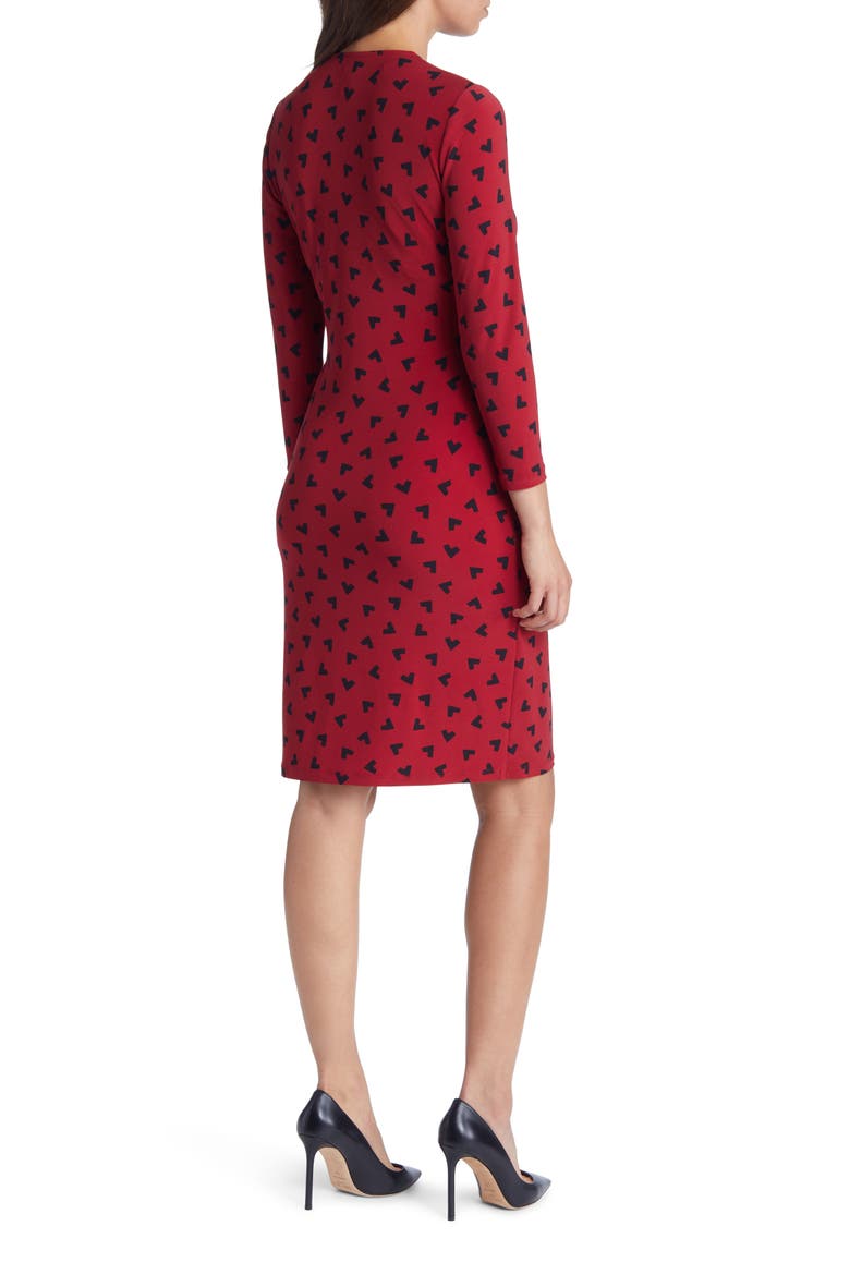Heart Print Long Sleeve Wrap Dress, Alternate, color, TITAN RED/ ANNE BLACK