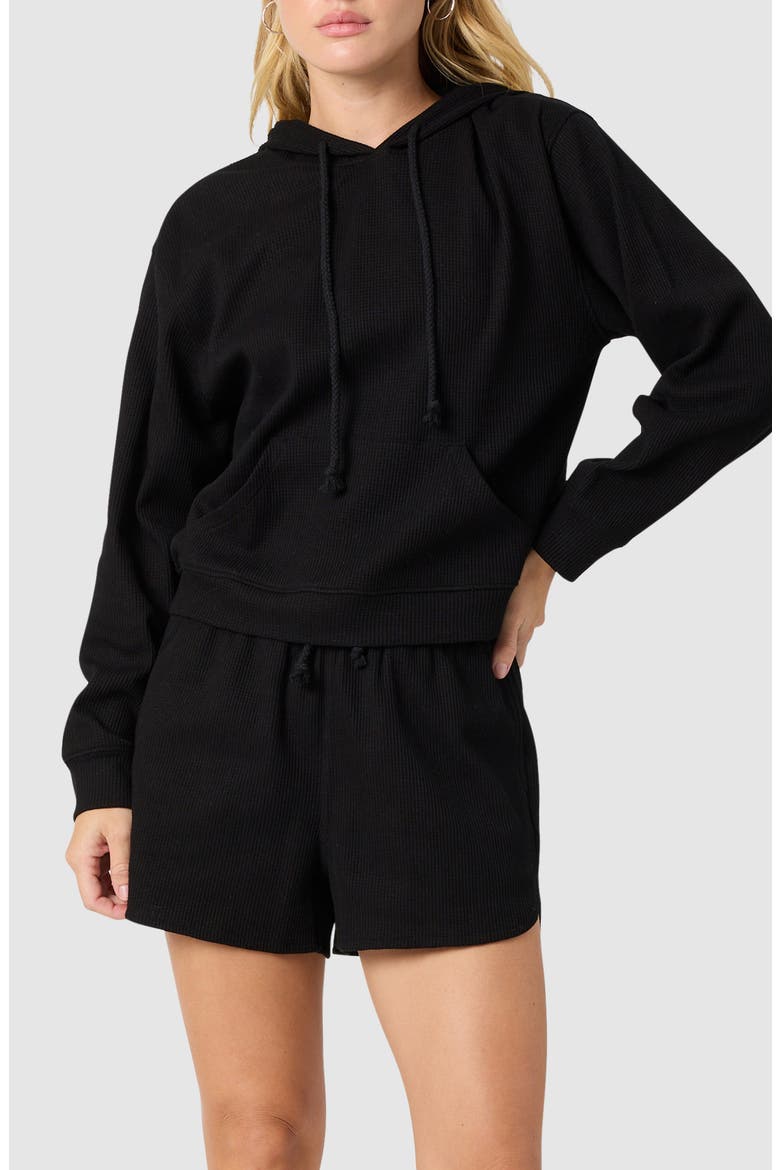 Waffle Hoodie, Main, color, BLACK