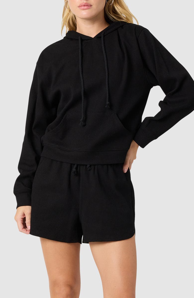 All in Favor Waffle Hoodie, Main, color, Black