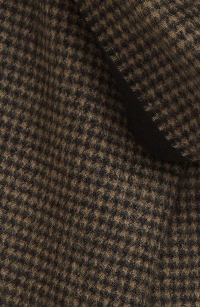 Vince Houndstooth Double Face Wool & Cashmere Fringe Scarf, Alternate, color, Camel