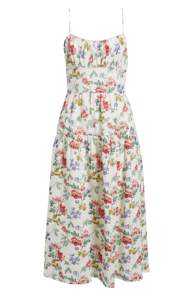 DÔEN Benoit Floral Print Midi Dress, Alternate, color, Ivory Wild Rose
