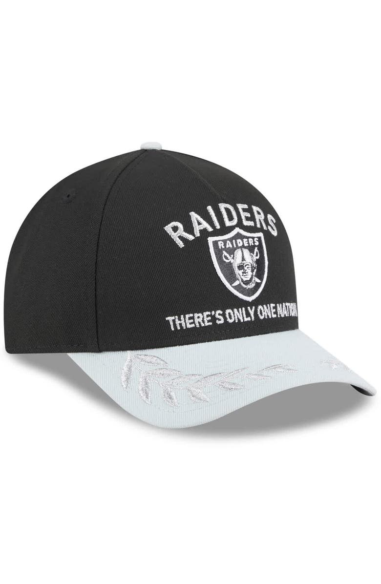 New Era Men's New Era Black/Silver Las Vegas Raiders 2025 NFL Draft 9FORTY A-Frame M-Crown Adjustable Hat, Alternate, color, 