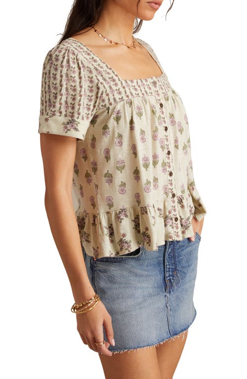 Lucky Brand Floral Block Print Cotton Blend Top In Multi