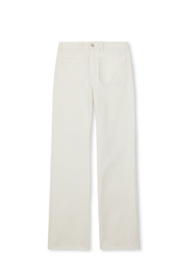 Janej Bootcut Bull Cotton White Trousers, Main, color, WHITE