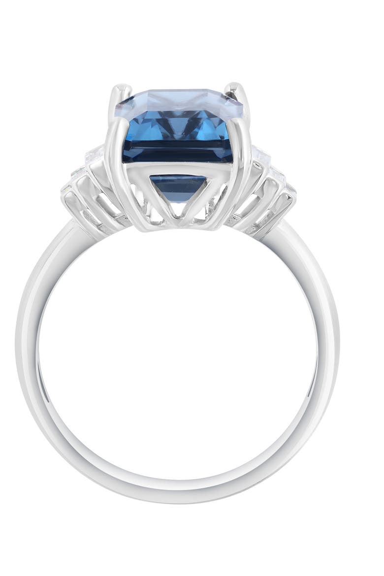14K White Gold Diamond & London Blue Topaz Three-Stone Ring, Alternate, color, 14K Gold
