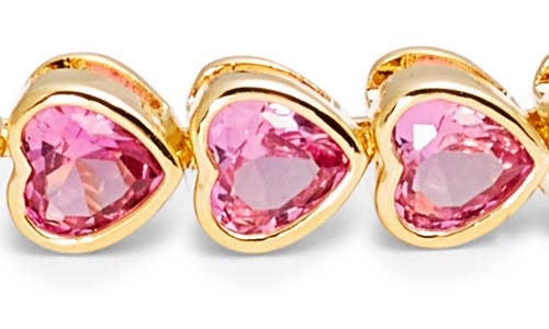 Nordstrom Heart Cubic Zirconia Tennis Bracelet In Fuchsia- Gold