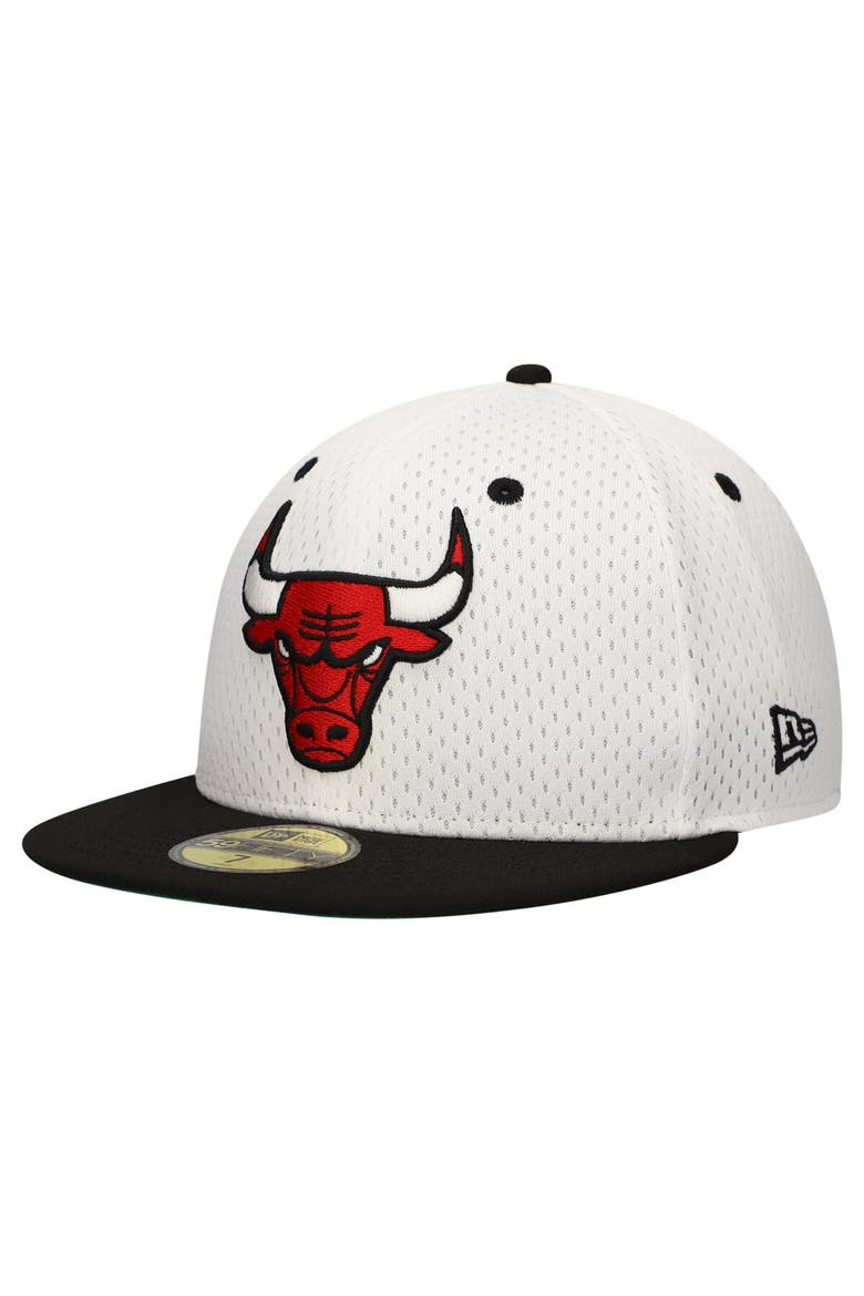 Men's New Era White/Black Chicago Bulls Throwback 2Tone 59FIFTY Fitted Hat, Alternate, color, White