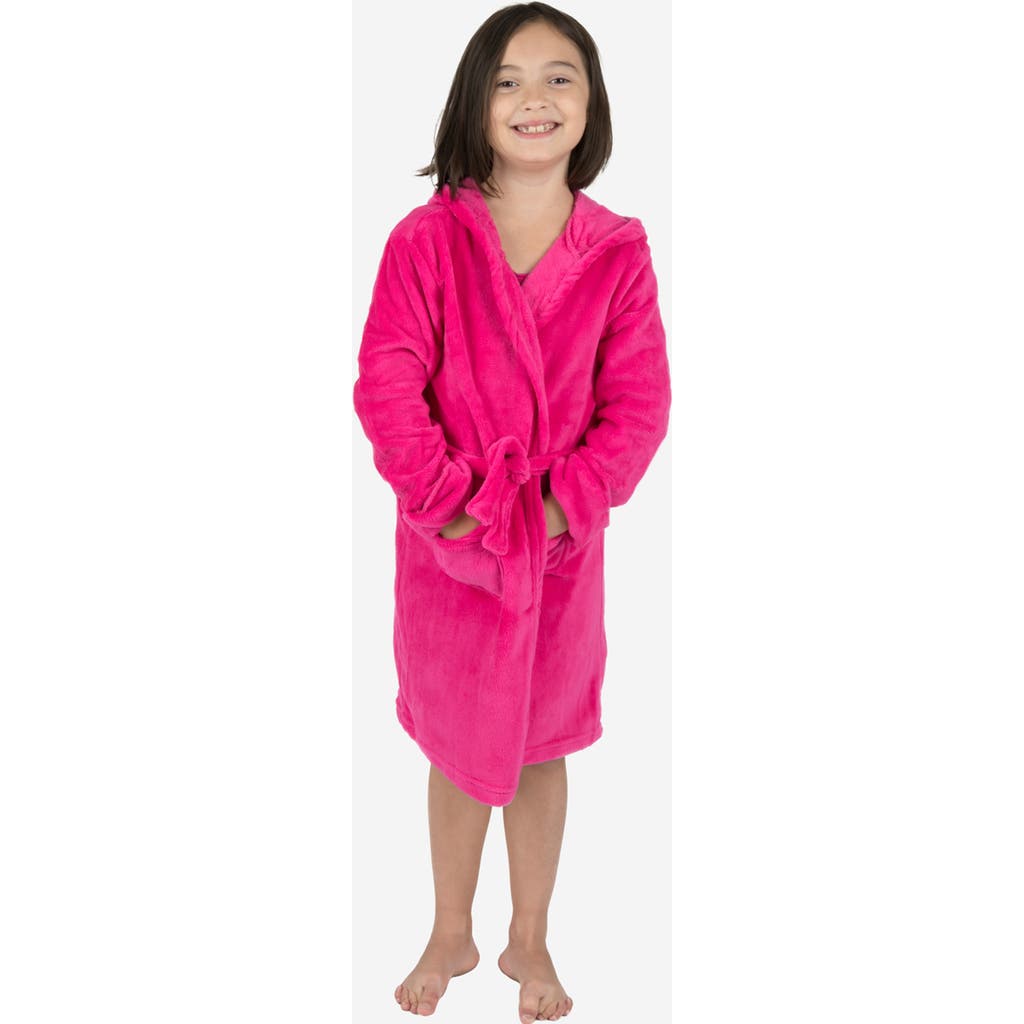 Leveret Kids Fleece Hooded Robe, Solid Colors In Pink