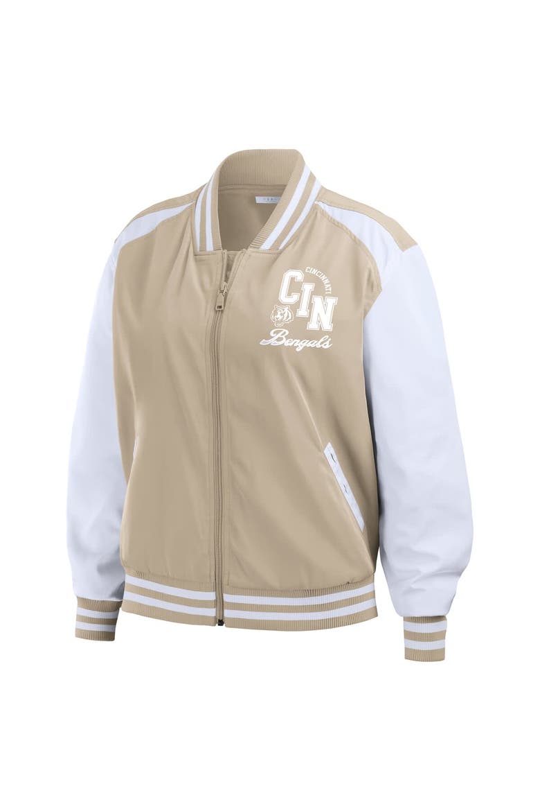 Women's WEAR by Erin Andrews Tan Cincinnati Bengals Tonal Full-Zip Bomber Jacket, Alternate, color, Tan