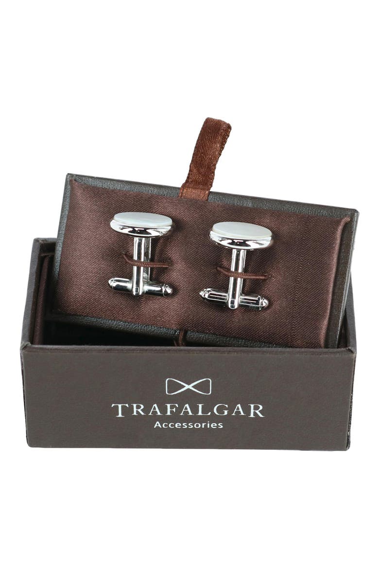 Sutton Mother-of-Pearl Cuff Links, Alternate, color, SILVER