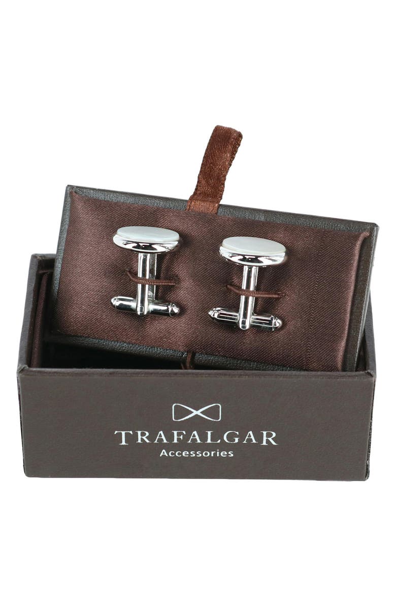 Trafalgar Sutton Mother-of-Pearl Cuff Links, Alternate, color, Silver