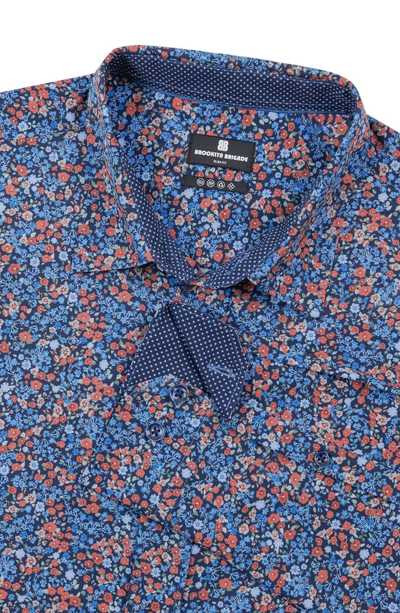 Brooklyn Brigade Slim Fit Liberty Floral Recycled 4-Way Stretch Performance Long Sleeve Shirt, Alternate, color, Multi