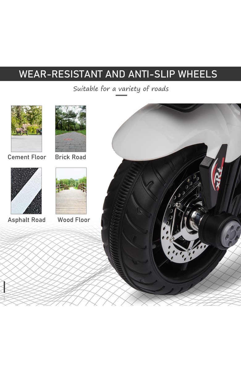 Aosom 6V Kids Electric Motorcycle, Dirt Bike Style, Music, Horn, Headlights, Alternate, color, White