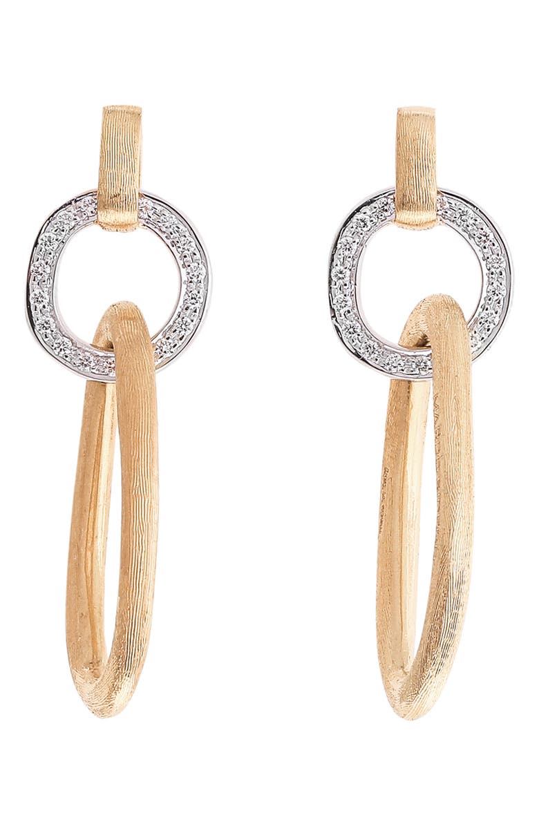 Marco Bicego Jaipur Diamond Double Link Drop Earrings, Main, color, Yl/ Wh Gold