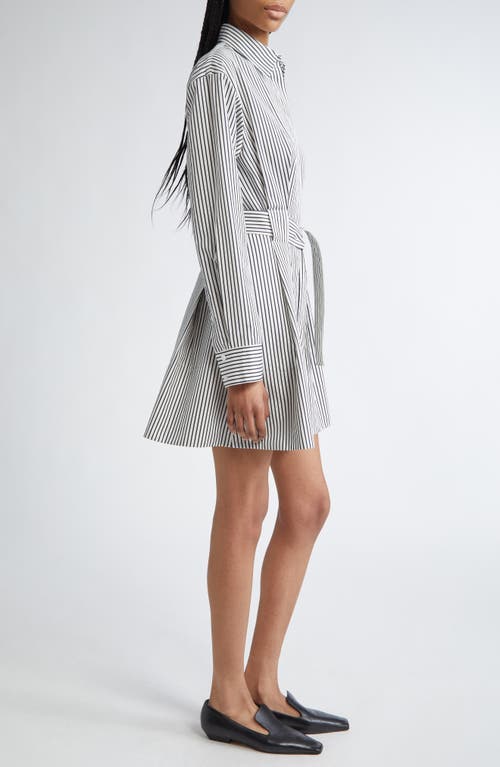Shop Proenza Schouler Viola Stripe Long Sleeve Belted Shirtdress In Navy Multi