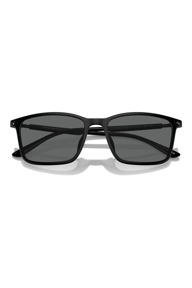 56mm Rectangle Sunglasses, Alternate, color, MATTE BLACK / DARK GREY