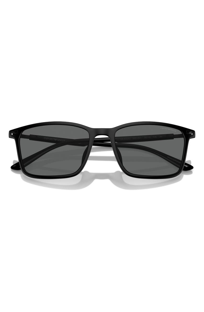 Emporio Armani 56mm Rectangle Sunglasses, Alternate, color, Matte Black / Dark Grey