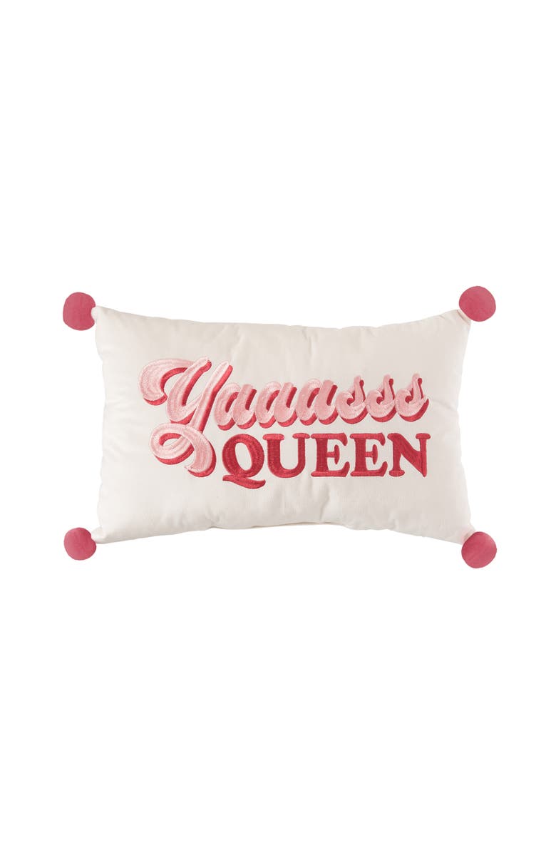 Totalee Gift Yaaassss Queen Lumbar Velvet Pillow Polyester Pink, Main, color, Pink