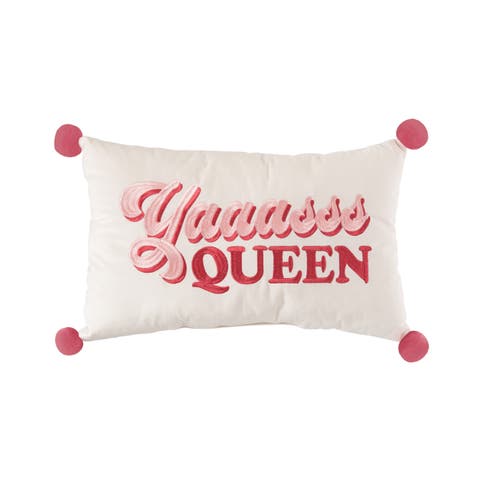 Yaaassss Queen Lumbar Velvet Pillow Polyester Pink