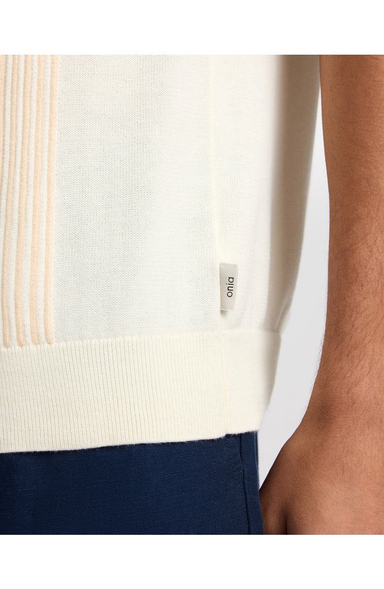 Onia Cotton Knit Short Sleeve Polo, Alternate, color, Natural/Egret