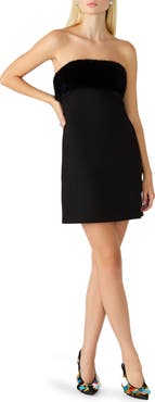 Steve Madden Aster Faux Fur Trim Strapless Minidress