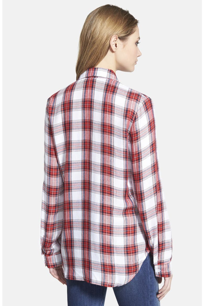Long Sleeve Plaid Blouse, Alternate, color, RED/ NAVY PLAID
