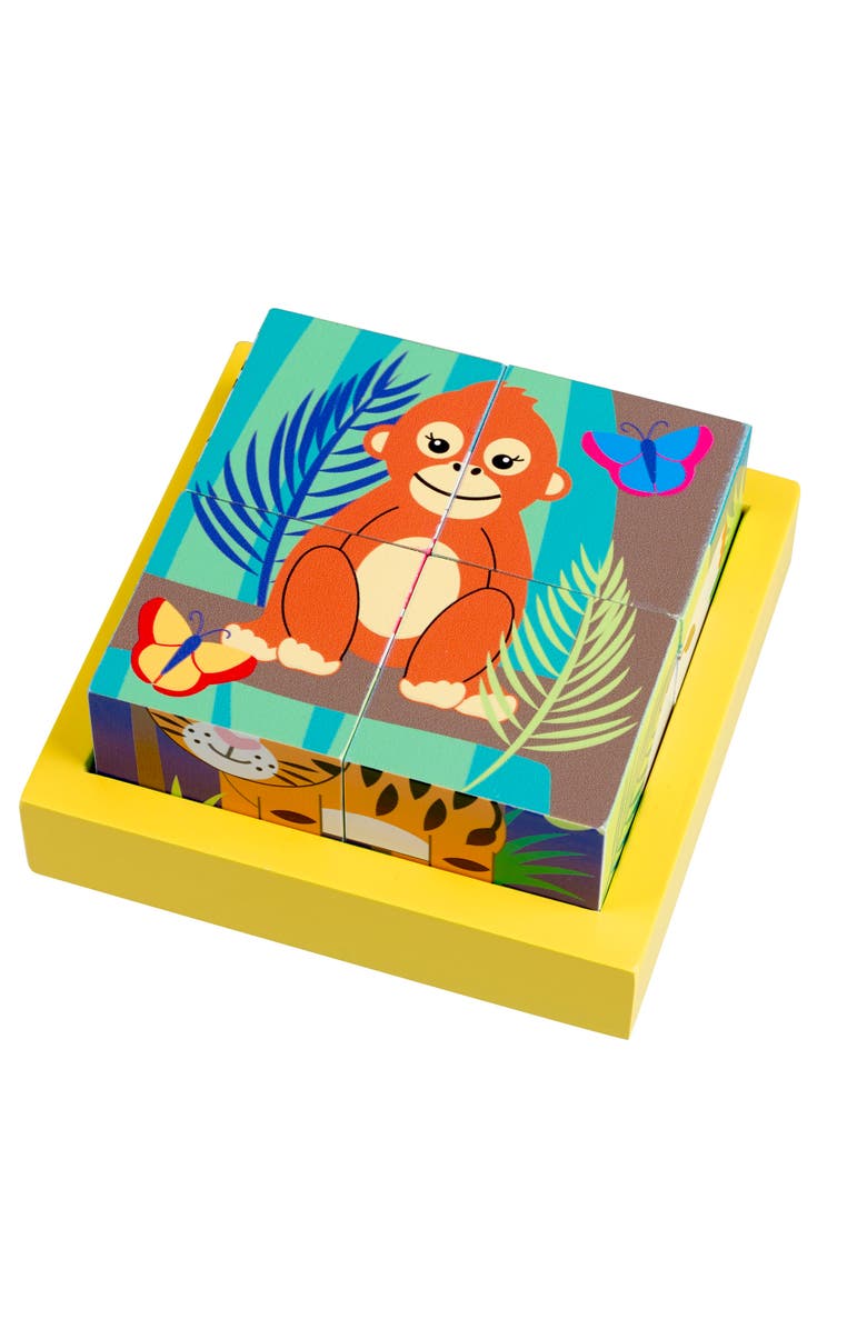 ORANGE TREE TOYS Jungle Animals Four Blocks Puzzle, Wooden, Toddlers & Kids, Alternate, color, Multicolored