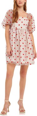 English Factory Polka Dot Gingham Organza Minidress