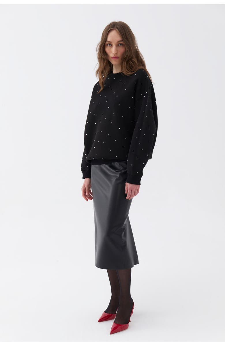 Nocturne Oversized Stone Embellished Sweatshirt, Alternate, color, 