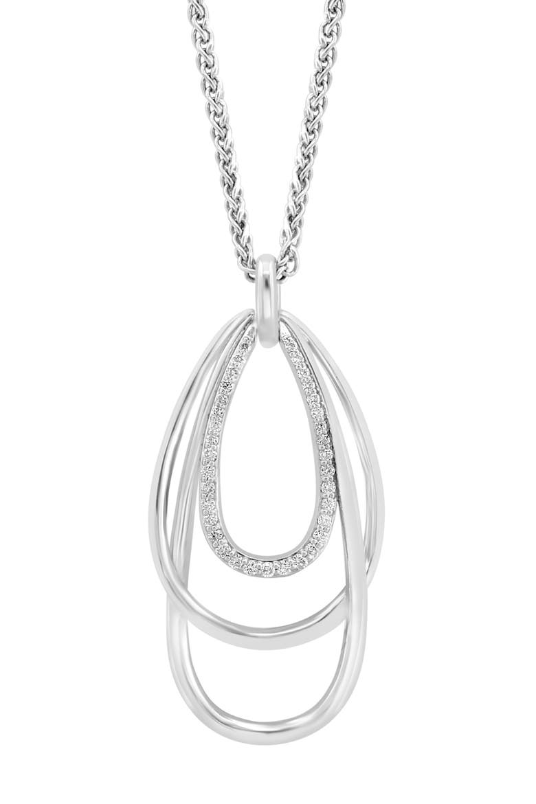 Open Teardrop Layered Diamond Pendant Necklace - 0.29ct., Alternate, color, SILVER