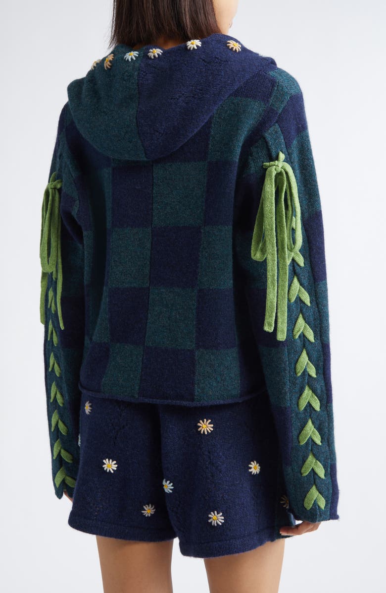 YanYan Daisy Lambswool Boxy Jacket with Removable Tie Hood, Alternate, color, Navy