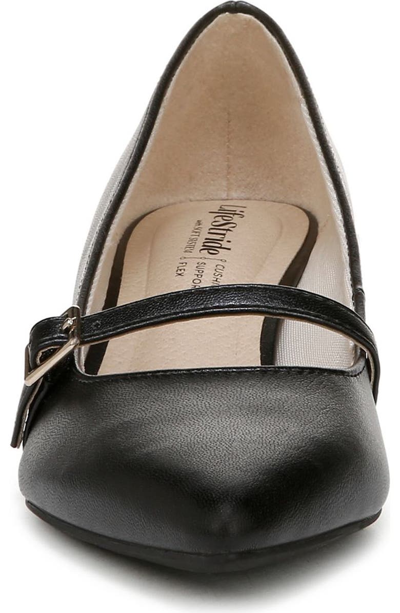 LifeStride Madelyn Mary Jane Pointed Toe Kitten Heel Pump, Alternate, color, Black/ Black