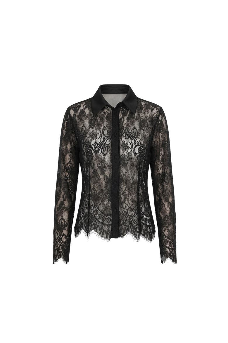 Lace Shirt, Main, color, Black