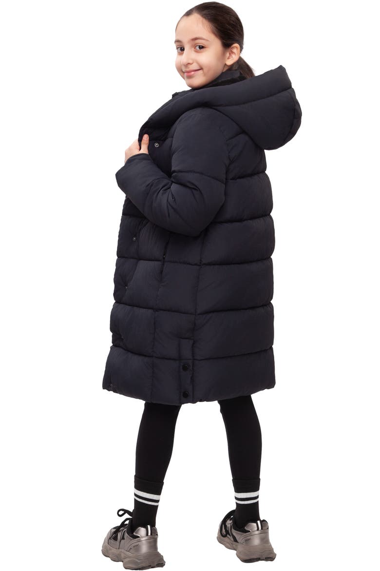 Kids' Knee Length Puffer Coat, Alternate, color, Black