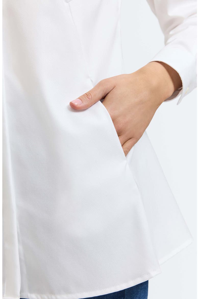 Cici Cotton Button-Up Tunic Shirt, Alternate, color, WHITE