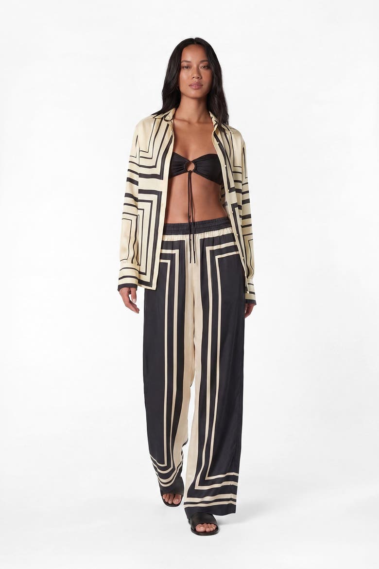 Iris Shirt, Alternate, color, Ivory  Black Scarf Print