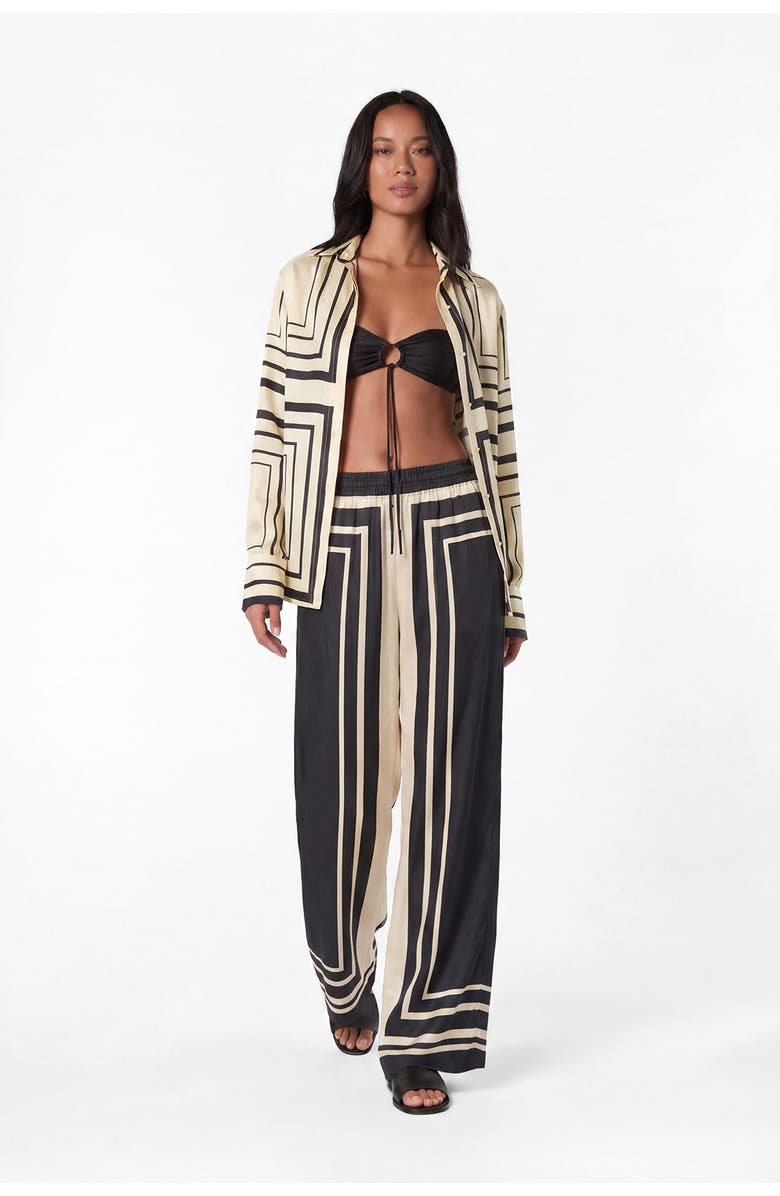 NICHOLAS Iris Shirt, Alternate, color, Ivory  Black Scarf Print
