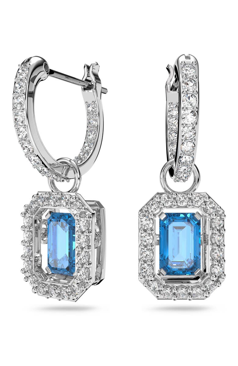 Swarovski Una Dancing Crystal Drop Earrings, Main, color, Blue