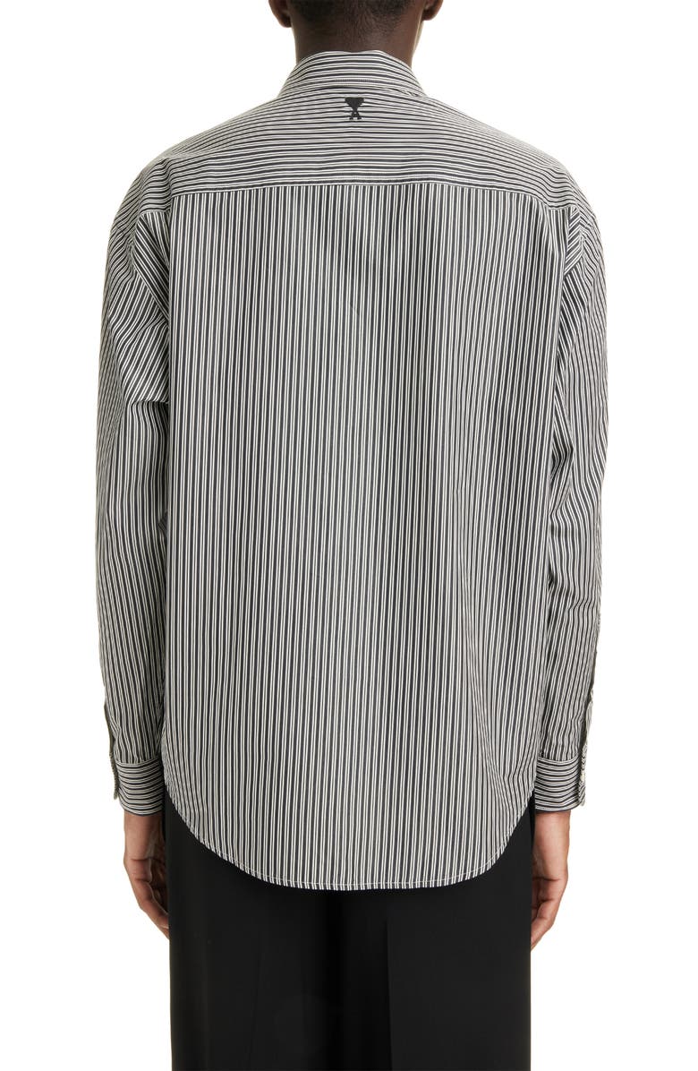 AMI PARIS Ami de Coeur Boxy Fit Stripe Cotton Oxford Button-Up Shirt, Alternate, color, 