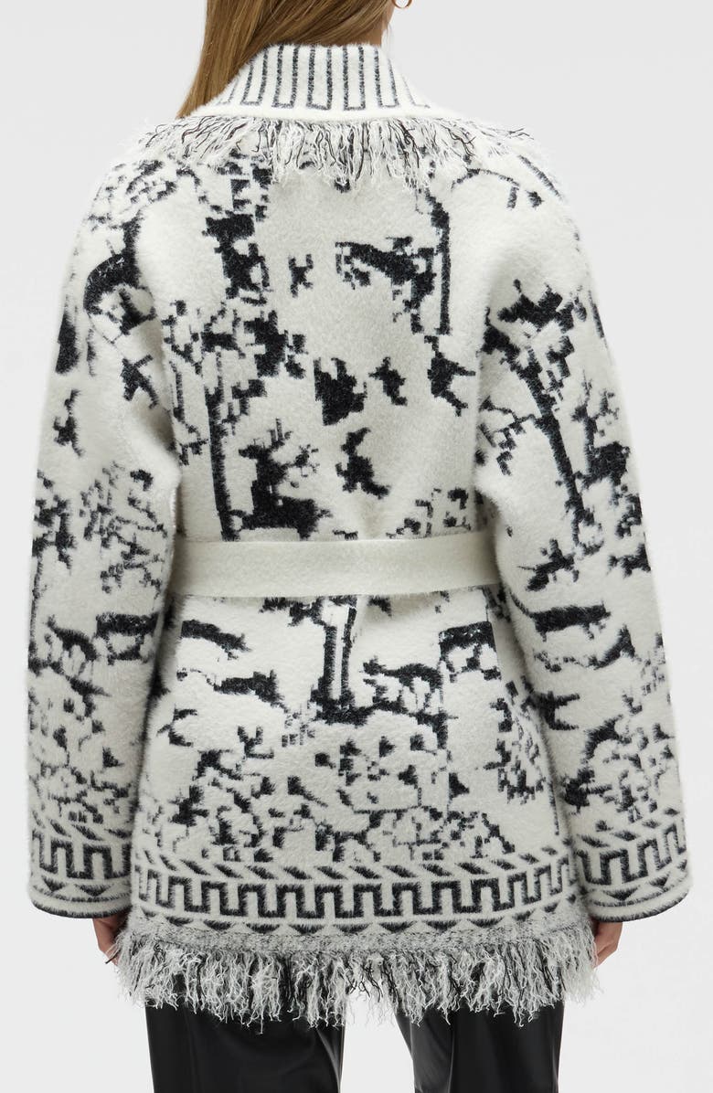 NVLT Fringed Eyelash Sweater Coat, Alternate, color, Black/ White