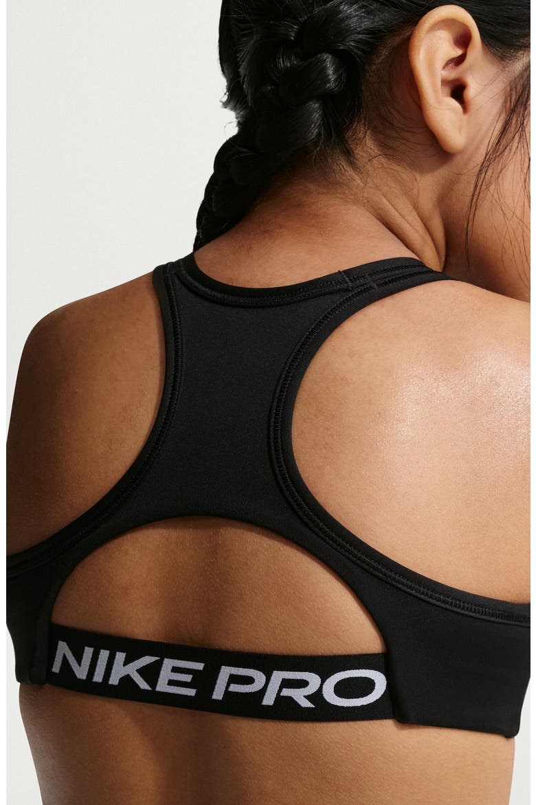 Kids' Pro Swoosh Racerback Sports Bra, Alternate, color, BLACK/ BLACK/ WHITE